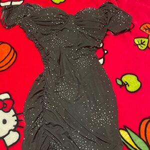 Windsor Black Long Sleeve Dress with Silver Accents